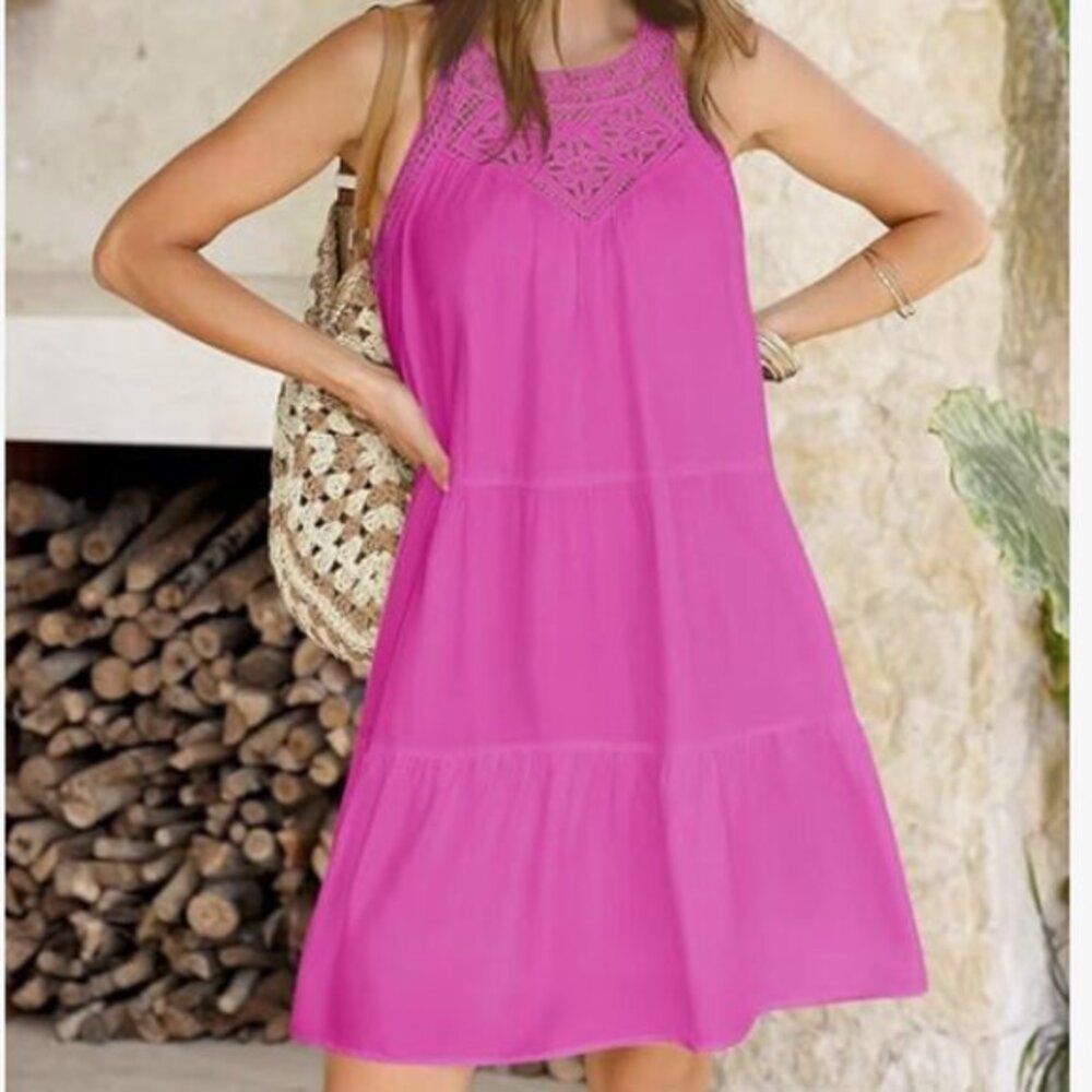 Merokeety Tiered Halter Beach Vacation Swing Mini Sundress Size Small NWT